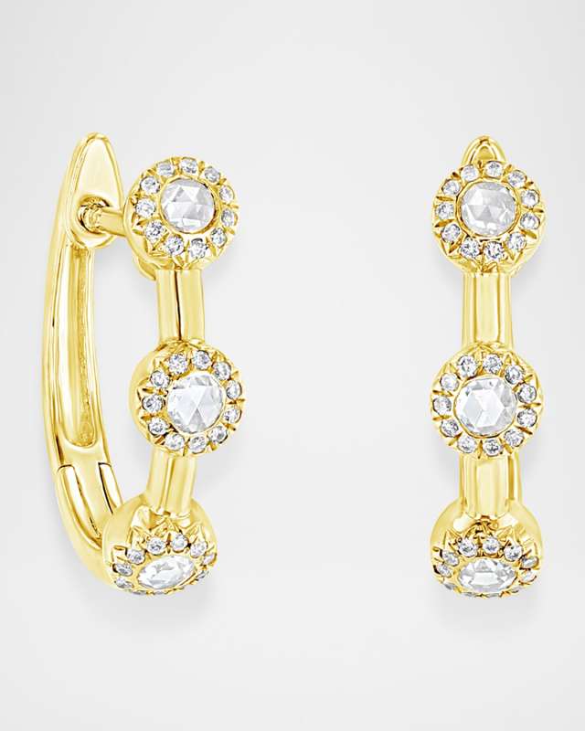 18K Yellow Gold Diamond Huggie Earrings, 0.23ctw